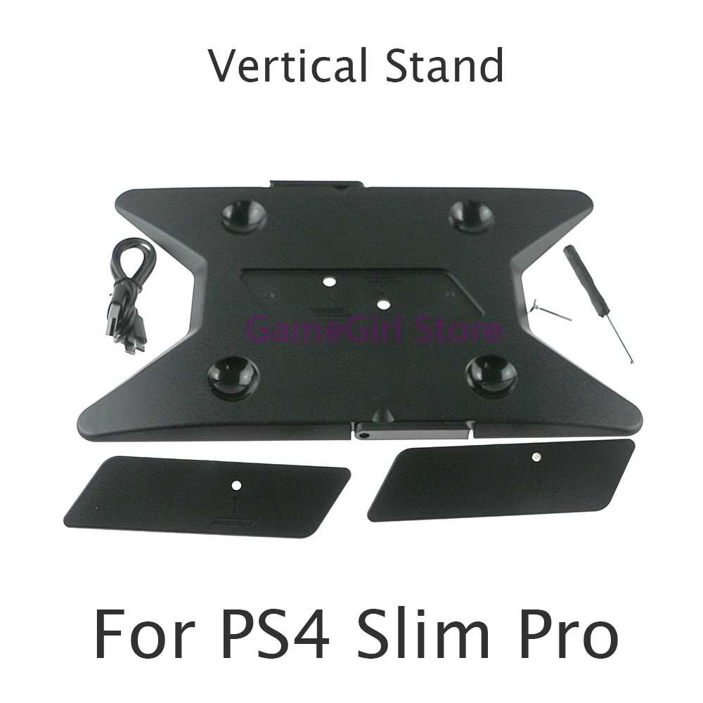 5sets Vertical Stand with Dual Controller Holder Station USB Charging Cable For PS4 Pro / Slim Console Replacement