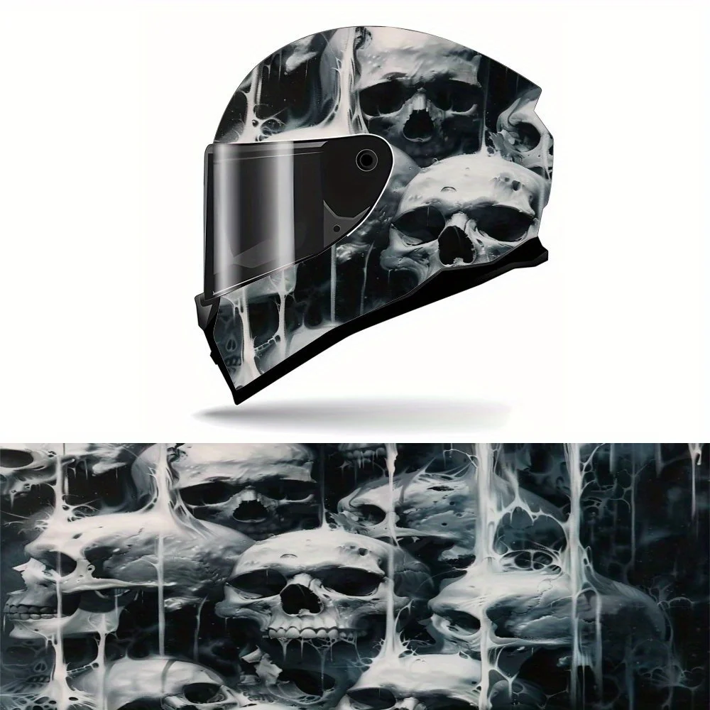 

[Racing Helmet Packaging] Skull Complete Set Of Helmet Packaging Stickers, Motorcycle Helmet Vinyl Packaging Wear-resistant Stic