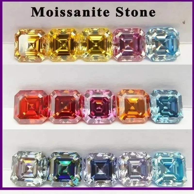 Moissanit-Stein in Verschiedenen Farben Asscher-Schliff VVS1-Reinheit Synthetischer Loser Edelstein – Detail 10