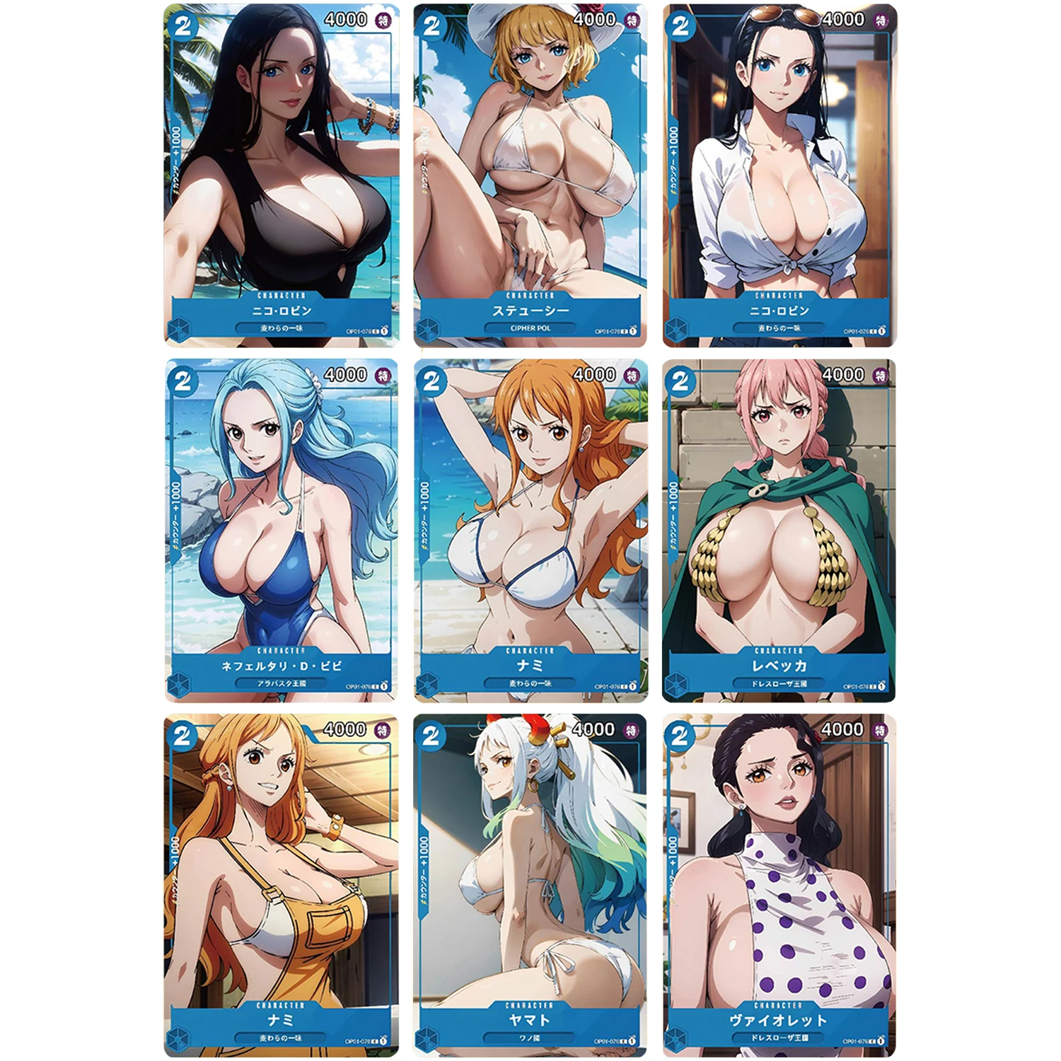 Diy 9Pcs/set One Piece Nami Robin Hancock Yamato Vivi Color Flash Cards OPCG Swimwear Series Gift Toy Game Anime Collection Card