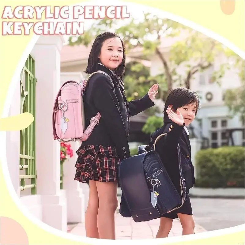 

K3KF Pencil Keychain Set Diy Handmade Crafts Clear Acrylic Keychain Blanks Tassels