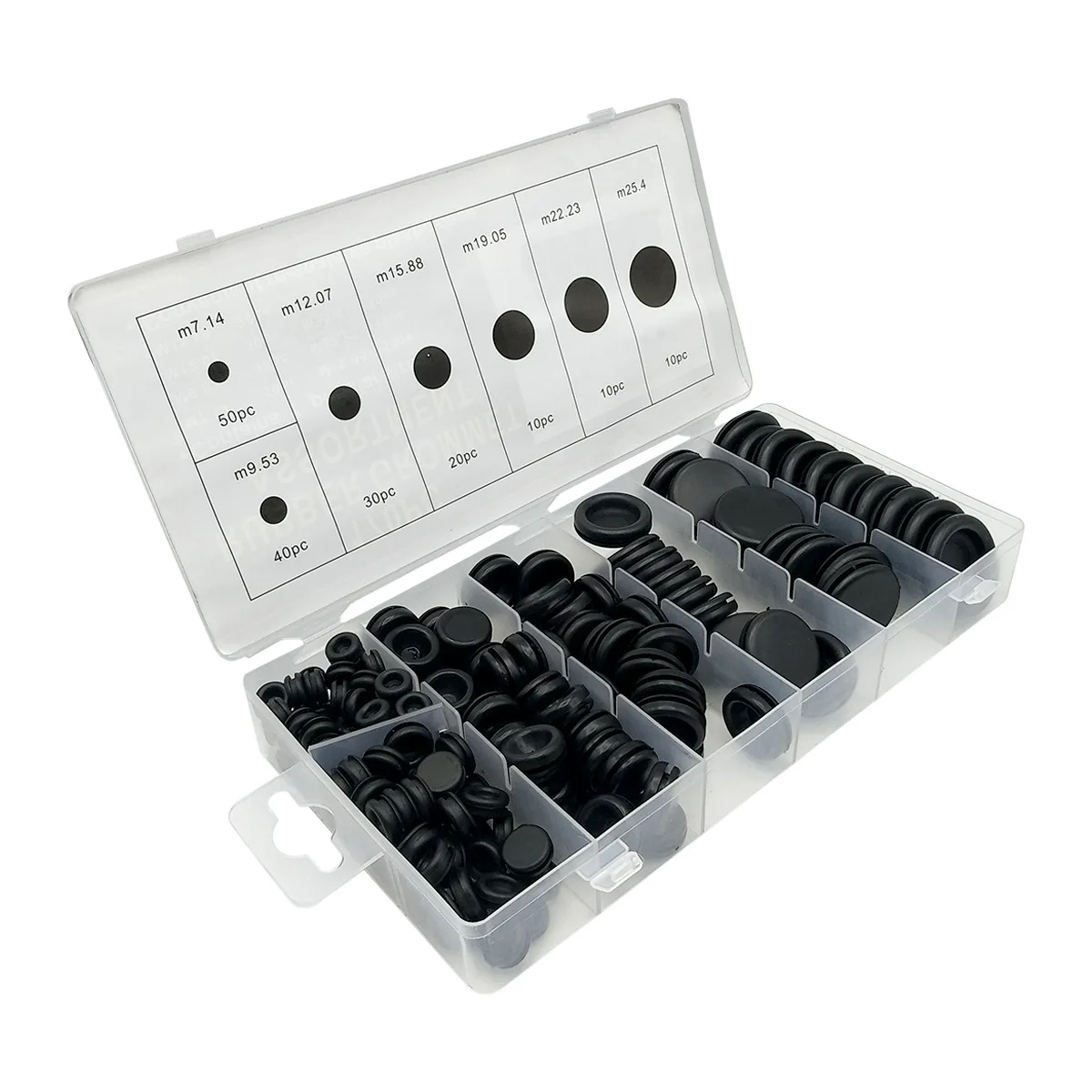 170PCS Rubber Cable Grommets with Seals, Single Flange Wire Protector Kit for Automotive/Electronics