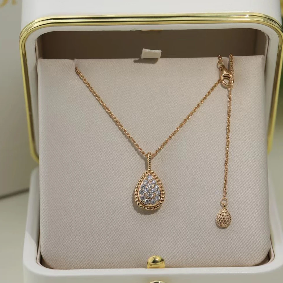 Popular brand 925 Silver Luxury Jewelry Ladies Drop Pendant Sparkle Necklace Party high quality birthday gift