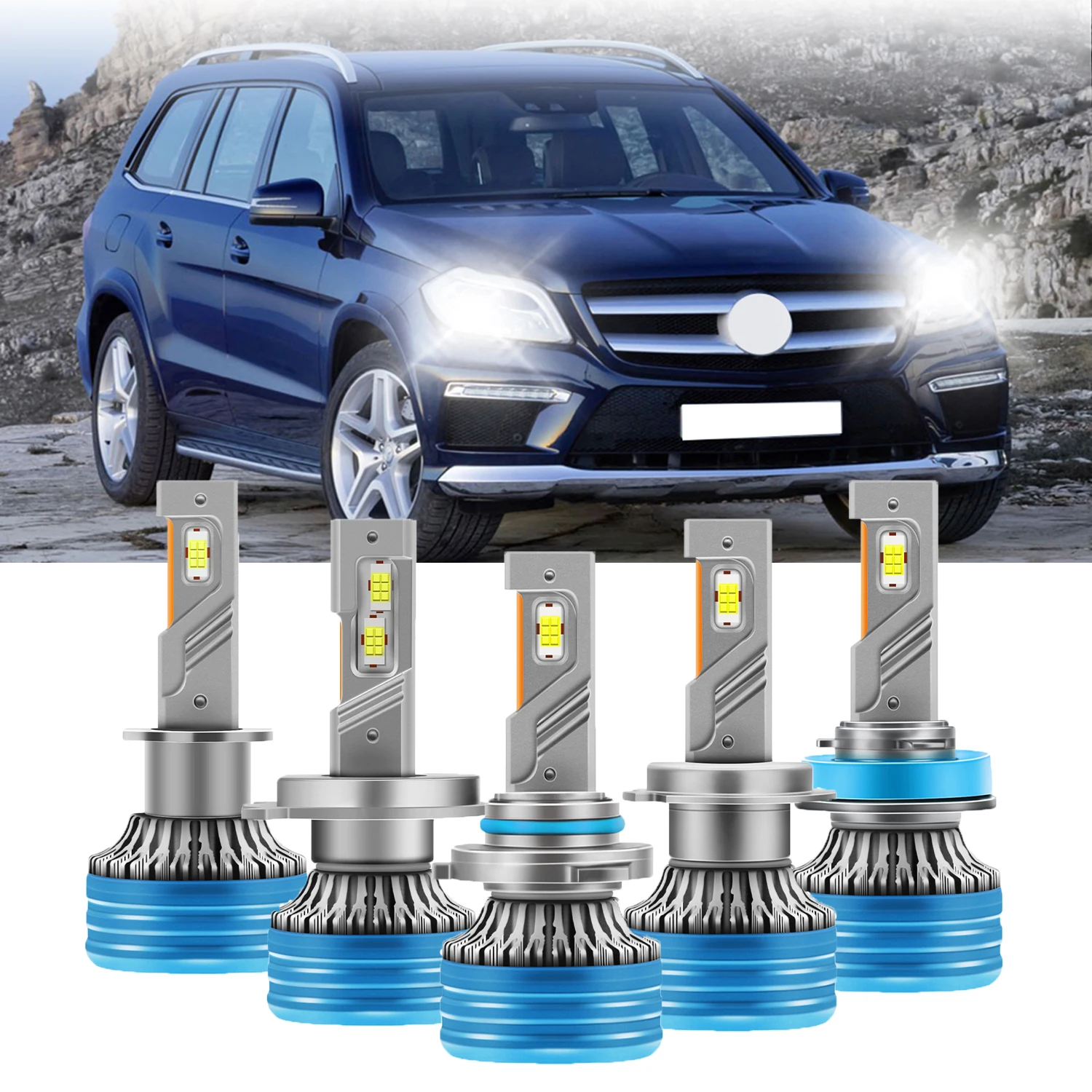 

2 шт. 6000K белые светодиодные лампы для фар автомобиля H1 H4 H7 H11 Canbus, CSP 3570 LED, 20000 лм, 9005 9006