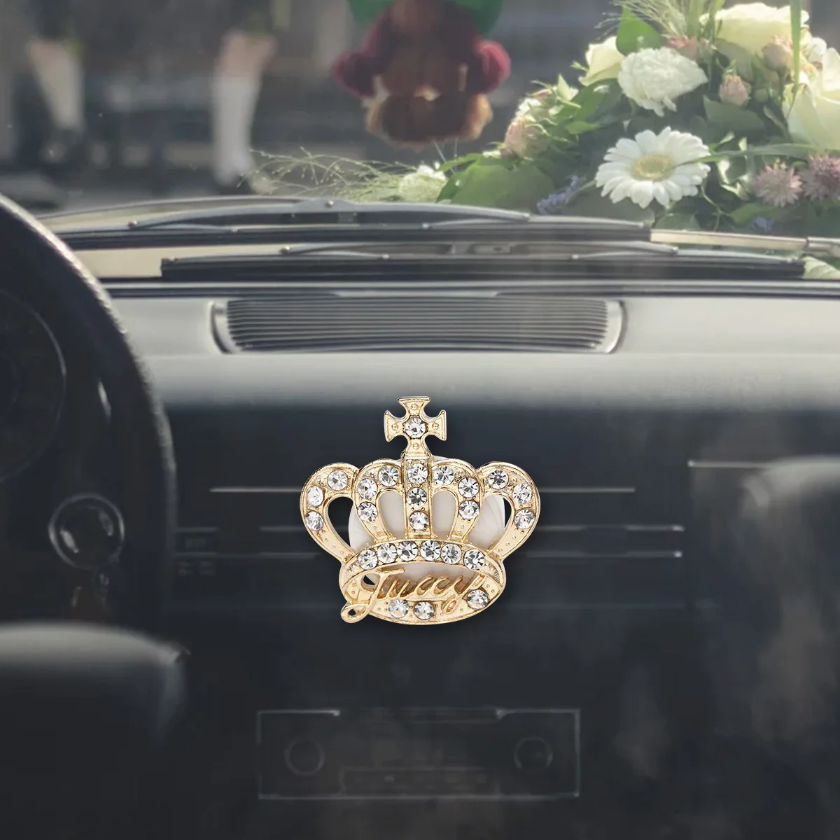 

2 Pcs Car Perfume Clip Air Freshener Diffuser Decor Diamond Decoration Essential Oil for