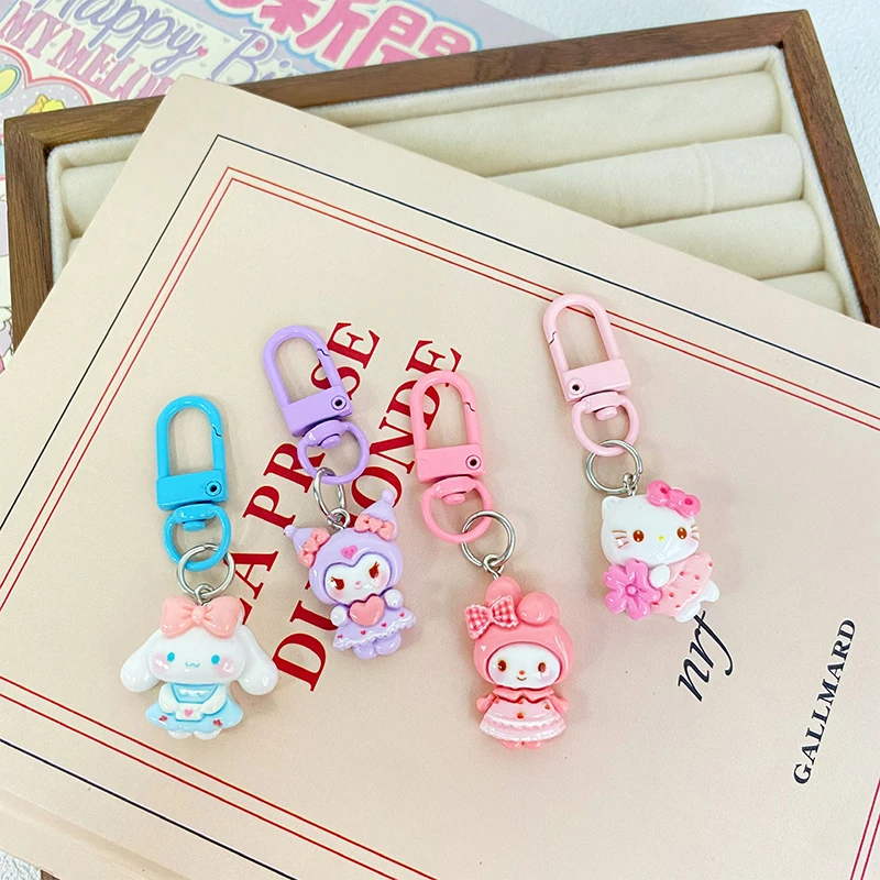 1PC Cartoon Sanrio Anime Kt Cat Kuromi Melody Cinnamoroll Keychain Pendant Cute Keyring Backpack Decoration Accessories Gifts