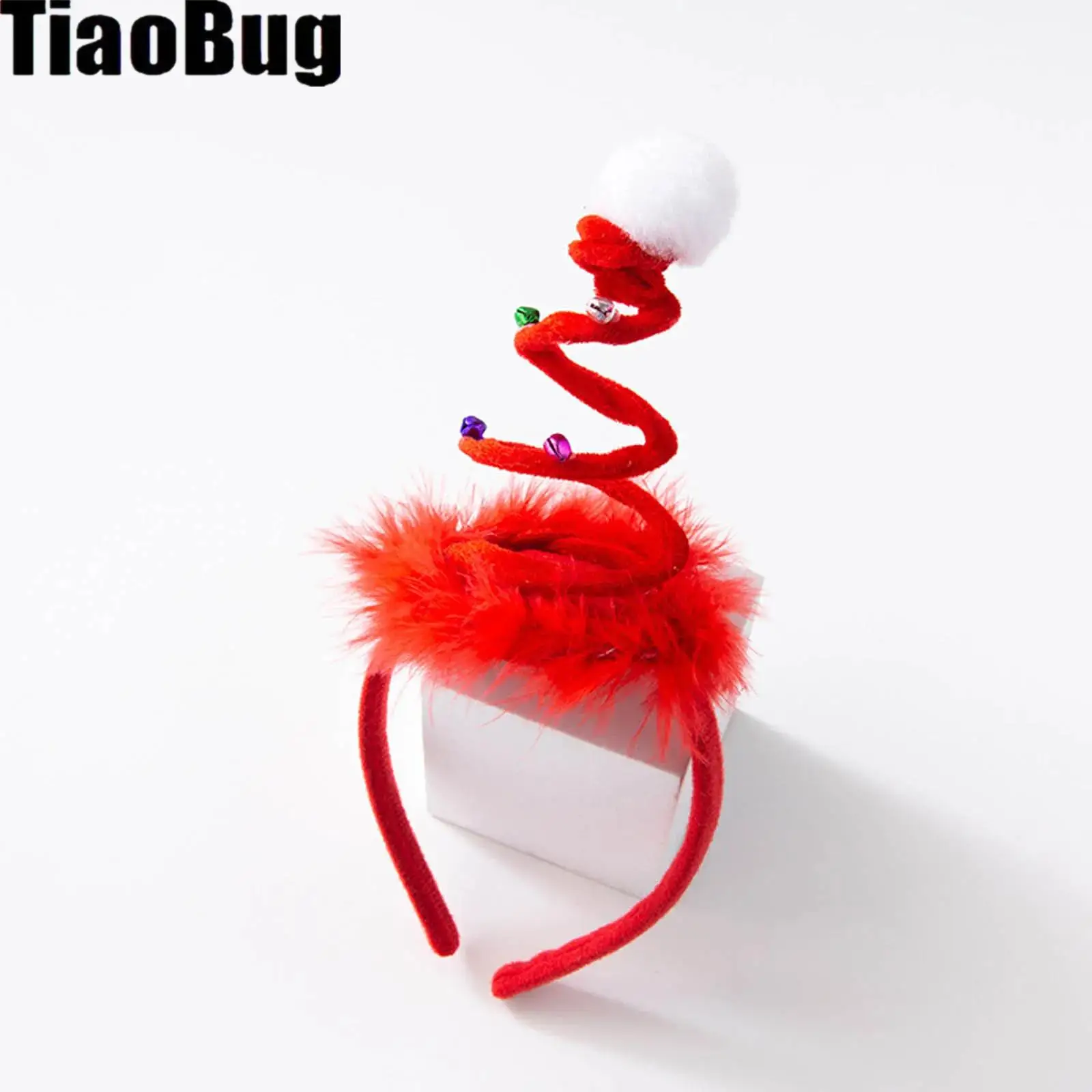 عصابة رأس عيد الميلاد للأطفال على شكل شجرة عيد الميلاد النابضة مزينة بأجراس بوم بوم أو نجمة للأداء