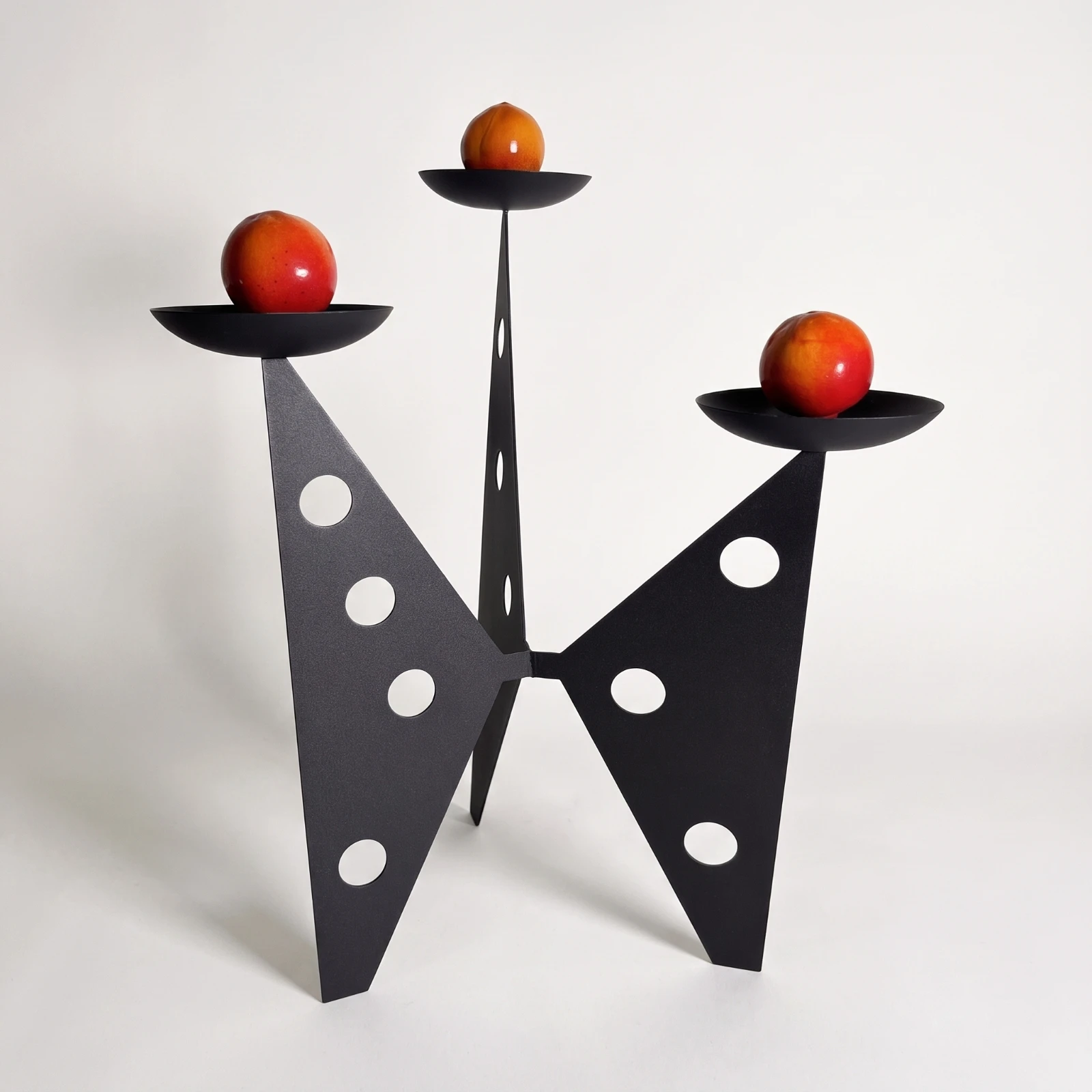 Tri-Armed Candlestick Black Metal 3 Arm Candle Holder Triple Candle Holder Modern Sculptural Candlestick Freestanding