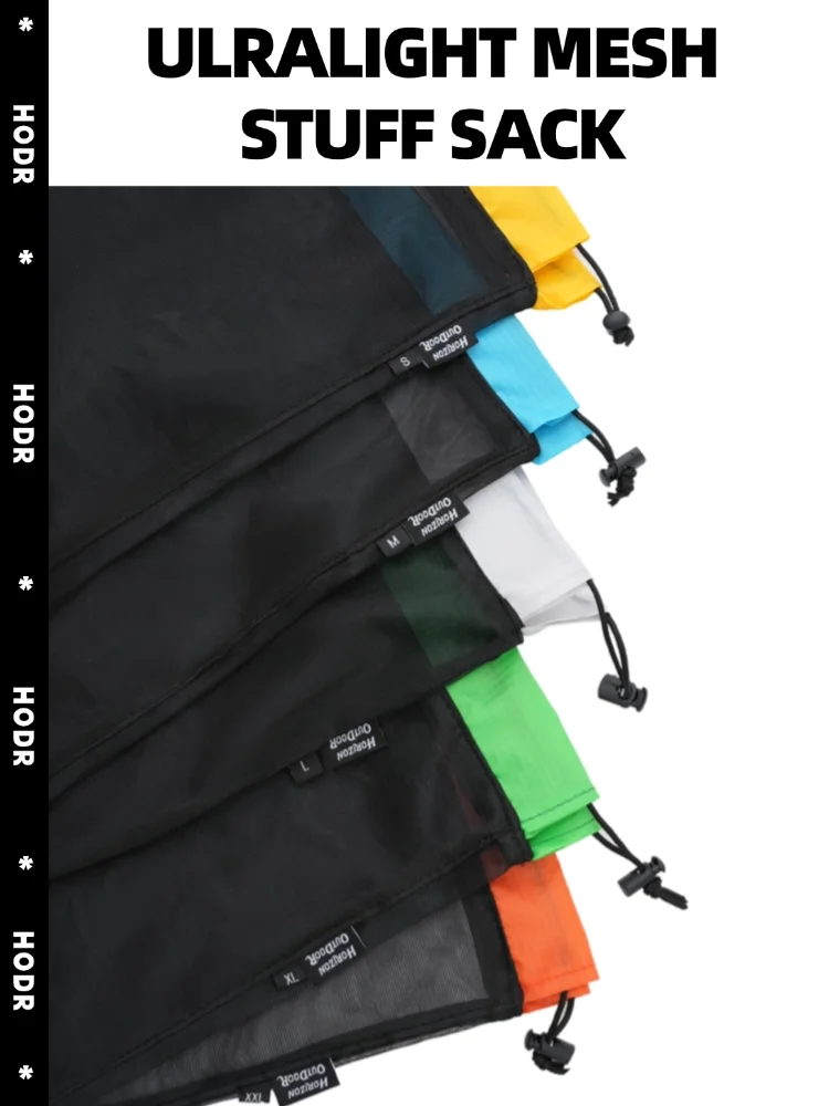Ultraleichter Mesh-Stuff-Sack mit Kordelzug, Aufbewahrungstasche aus hochdichtem Nylon, Organizer-Beutel für Camping, Wandern, Kleidung, Schlafsack – Detail 1