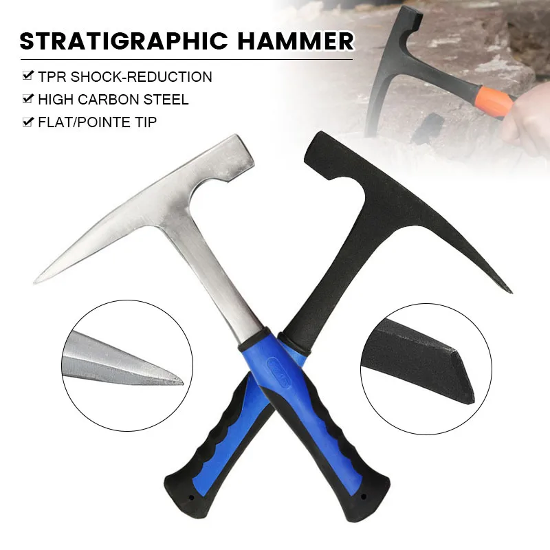 

Geological Hammer High Carbon Steel Stratigraphic Hammer Rock Geology Prospecting Flat/Sharp Tip Shock Reduction Hand Tool