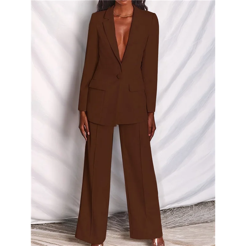 ABP-Pants الدعاوى للنساء متأنق 2 قطعة الأعمال عارضة التلبيب كم طويل مفتوح الجبهة السترة السراويل دعوى مجموعة