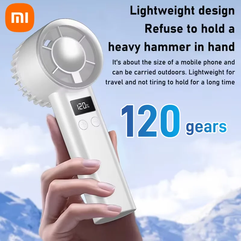 

Мини-ручной вентилятор Xiaomi, 120-скоростной портативный настольный вентилятор, мгновенное охлаждение с ледяным режимом, перезаряжаемый стильный вентилятор для женщин