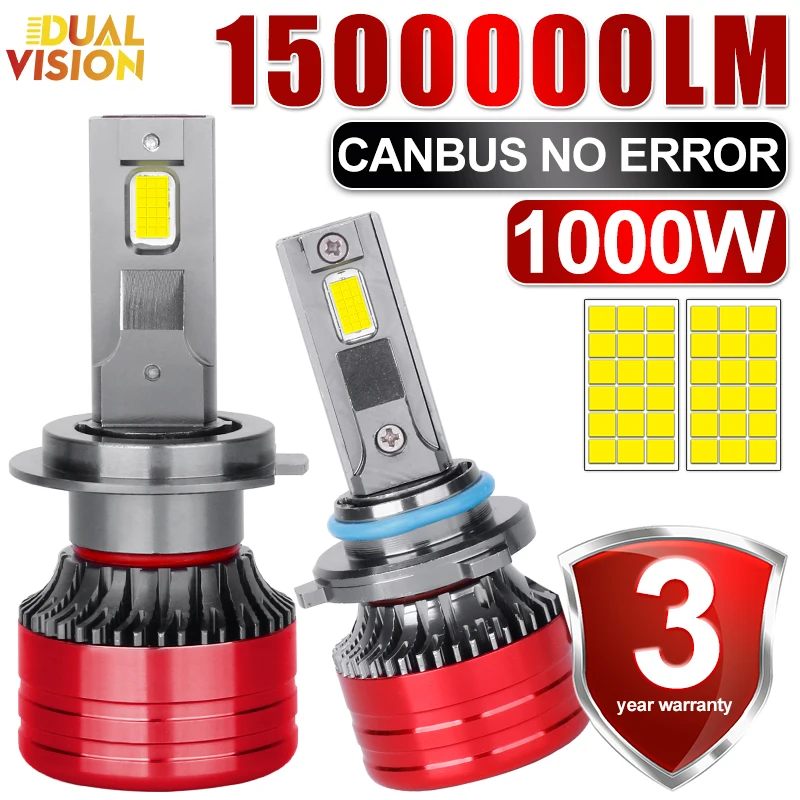 

H7 Led Canbus Lamp H1 H4 H8 H9 H11 9005 HB3 9006 HB4 9012 Hir2 Светодиодные фары 12V 6000K 1500000LM Высокомощный турбо светодиодный автомобильный фонарь
