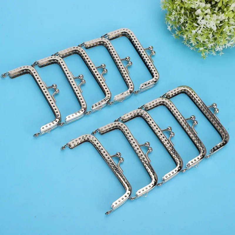 10개 8.5cm 정사각형 금속 프레임 걸쇠 잠금 클립 지갑 가방 만들기 DIY 공예 용품