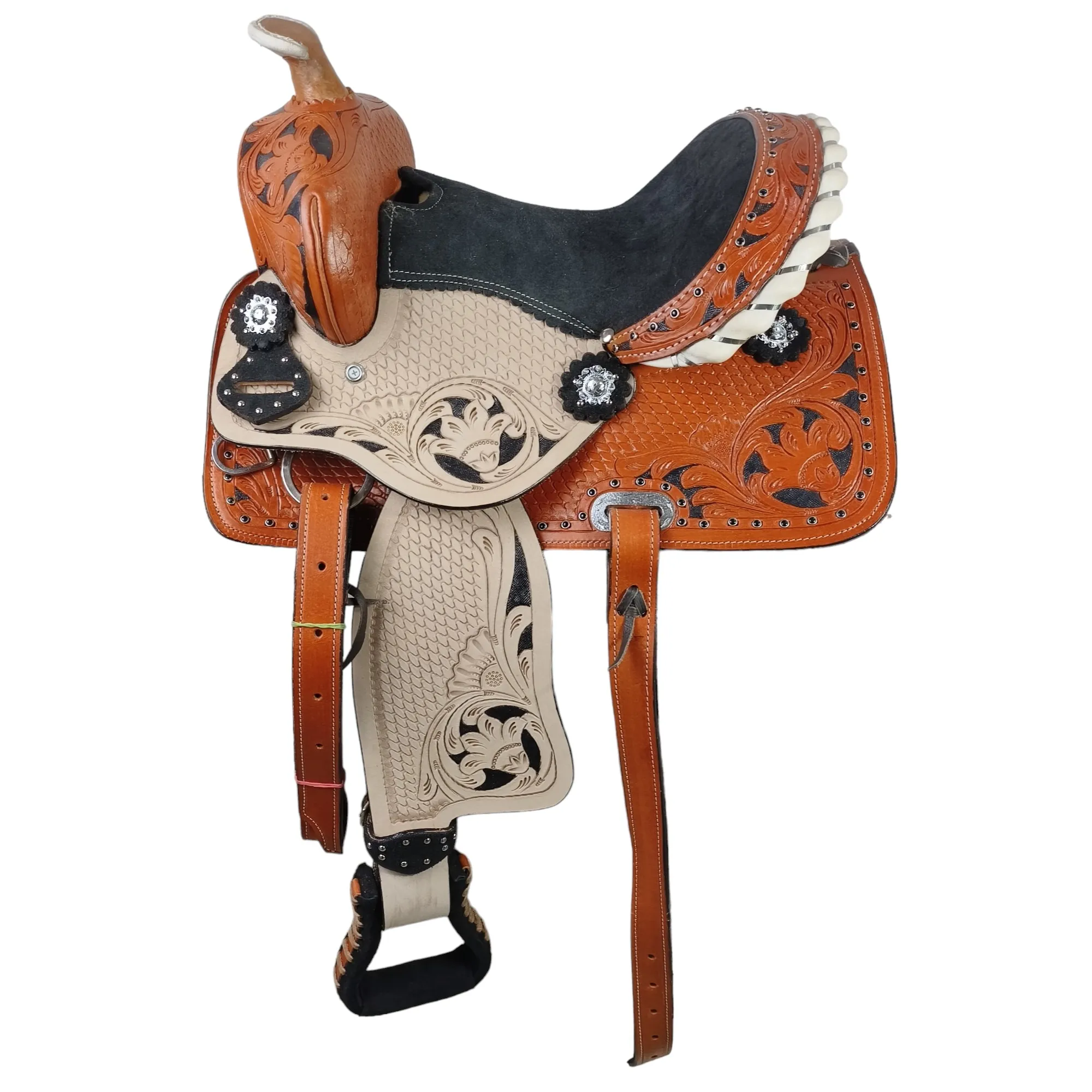 Handmade Premium Quality Leather Western Barrel Racing Horse Saddle Trail Custom Size Design Color With All Accessories Included