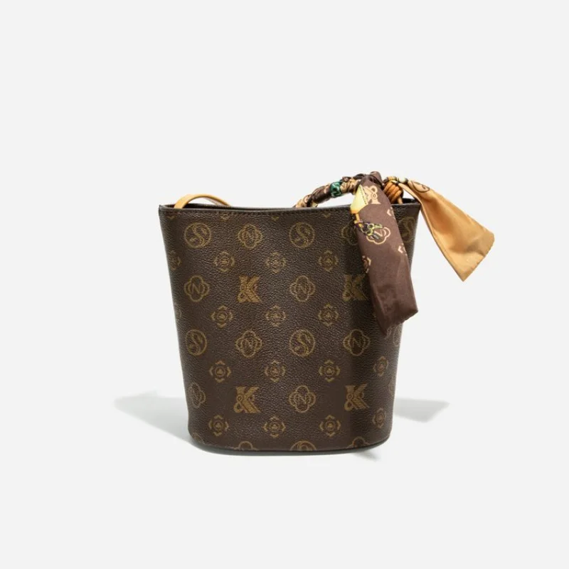 

Trendy Women Bucket Bag Soft Faux Leather Bag with Drawstring Closure Ideal for Spring Summer Daily Matching