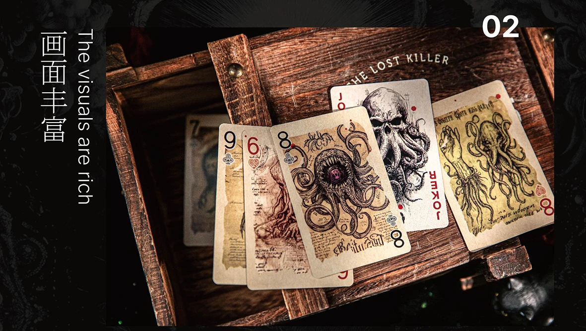 55-teiliges Set 'Strange Arrival & Gilded Old Dream' Retro-Illustrationen Pokerkarten, Magische Karten, Vintage-Poker – Detail 5