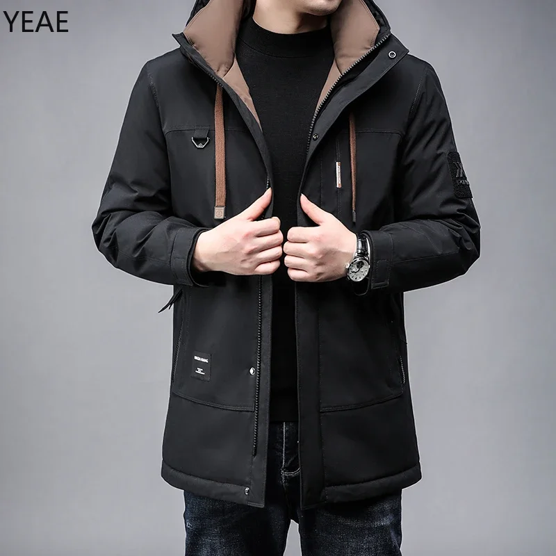 YEAE Men's Down Jacket Duck Down Padding Removable Liner Male Winter Brand Jackets for Men Winter Man Coats Casual Man Sack