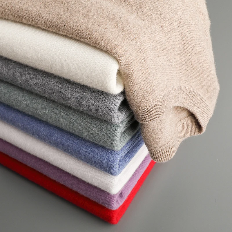 سترة رجالية عالية الجودة من الكشمير 100% برقبة دائرية - بلوفر خريف وشتاء بقصة ضيقة وأكمام طويلة، ناعم ودافئ ومريح #2