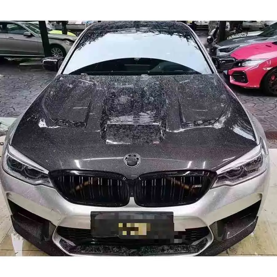 For BMW 5 Series M5 F90 G30 G38 Carbon Fiber Hood Engine Cover Hood Car Headliner Hood Cover CS Style Car Accessories Body Kit