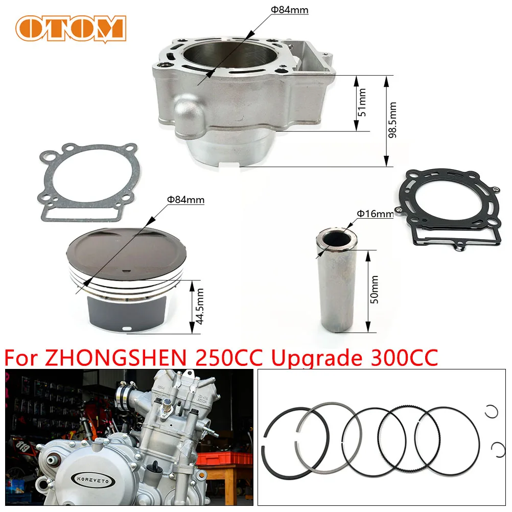 Motocross NC250 NC300 zestaw cylindrów 84mm kuty duży otwór blok cylindrów uszczelka pierścienia tłokowego dla ZONGSHEN ZS177MM 250 aktualizacja 300CC