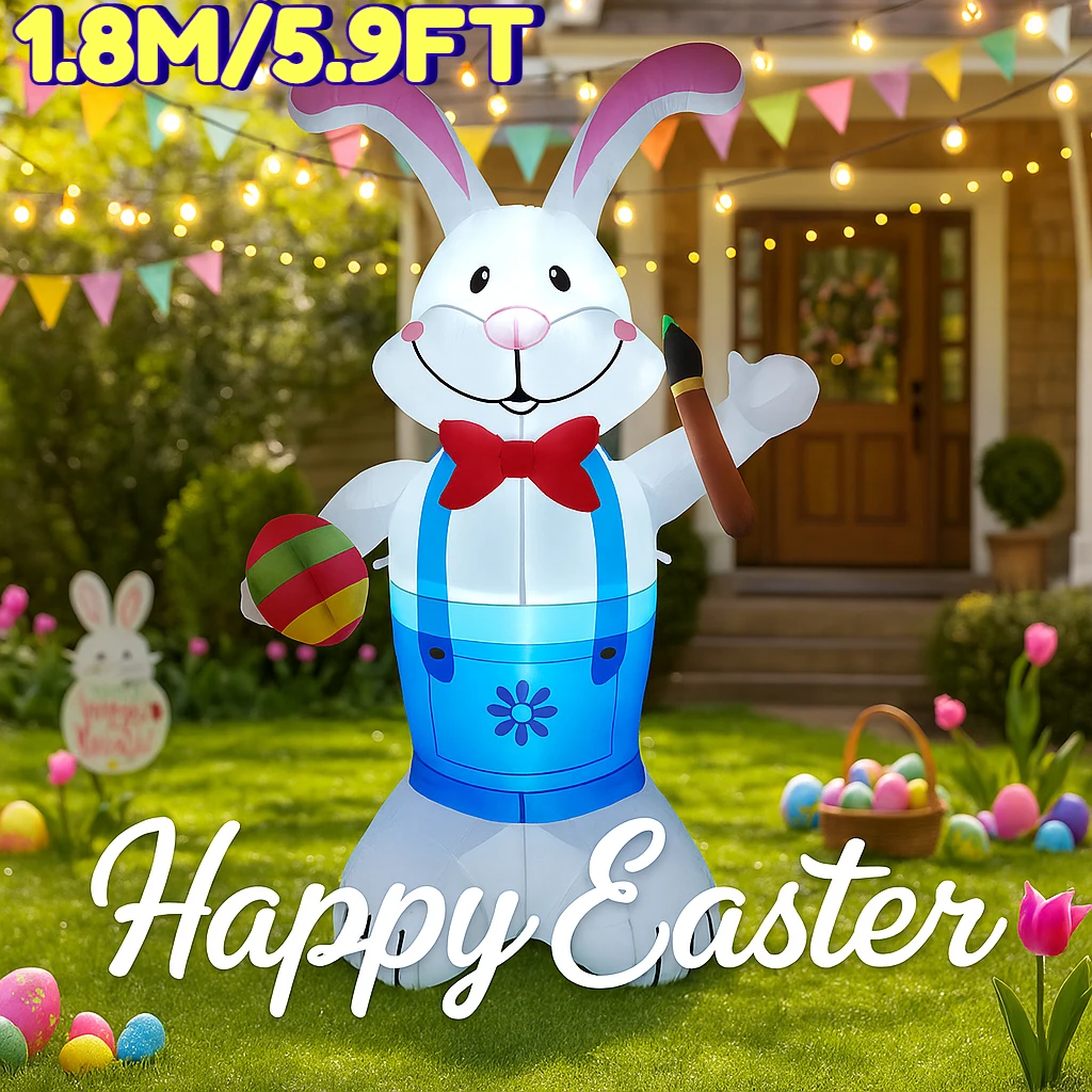 

1,8 м/5,9 футов надувная игрушка пасхальный декор «сделай сам» праздничный фестиваль кролик окрашенный пасхальный декор праздник сад двор светодиодный светильник орнамент