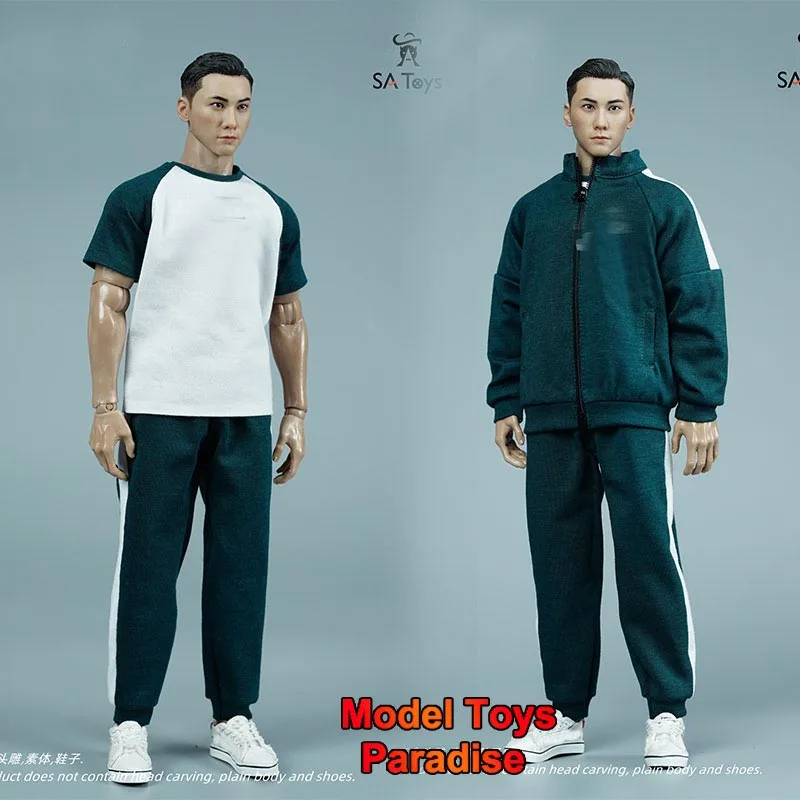 SA Toys SA036 1/6 Men Soldier Trendy Casual Sports Jacket Splicing Pullover Pants Fit 12inch COOMODEL Action Figure Body