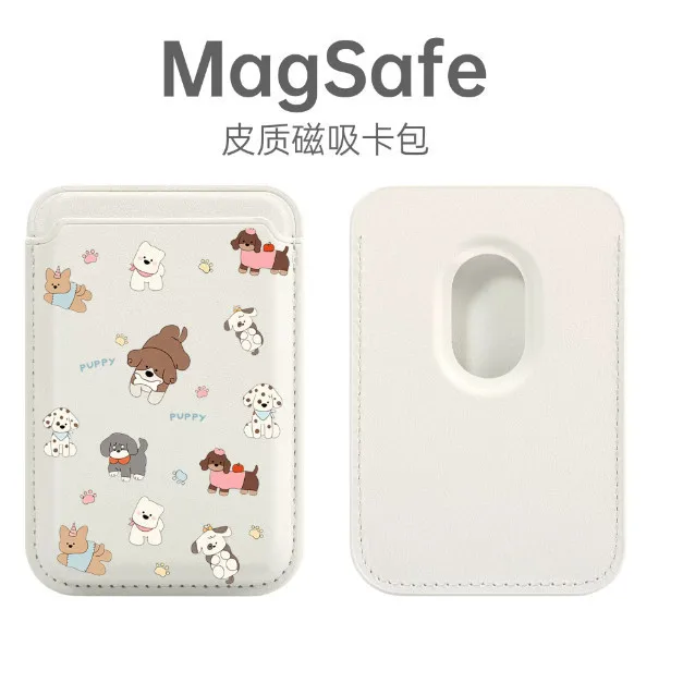 Korean Cute Line Puppy for Magsafe Card for iPhone XIAOMI HUAWEI Samsung Case Leather Card Cover ID Subway Card Slot Accessories