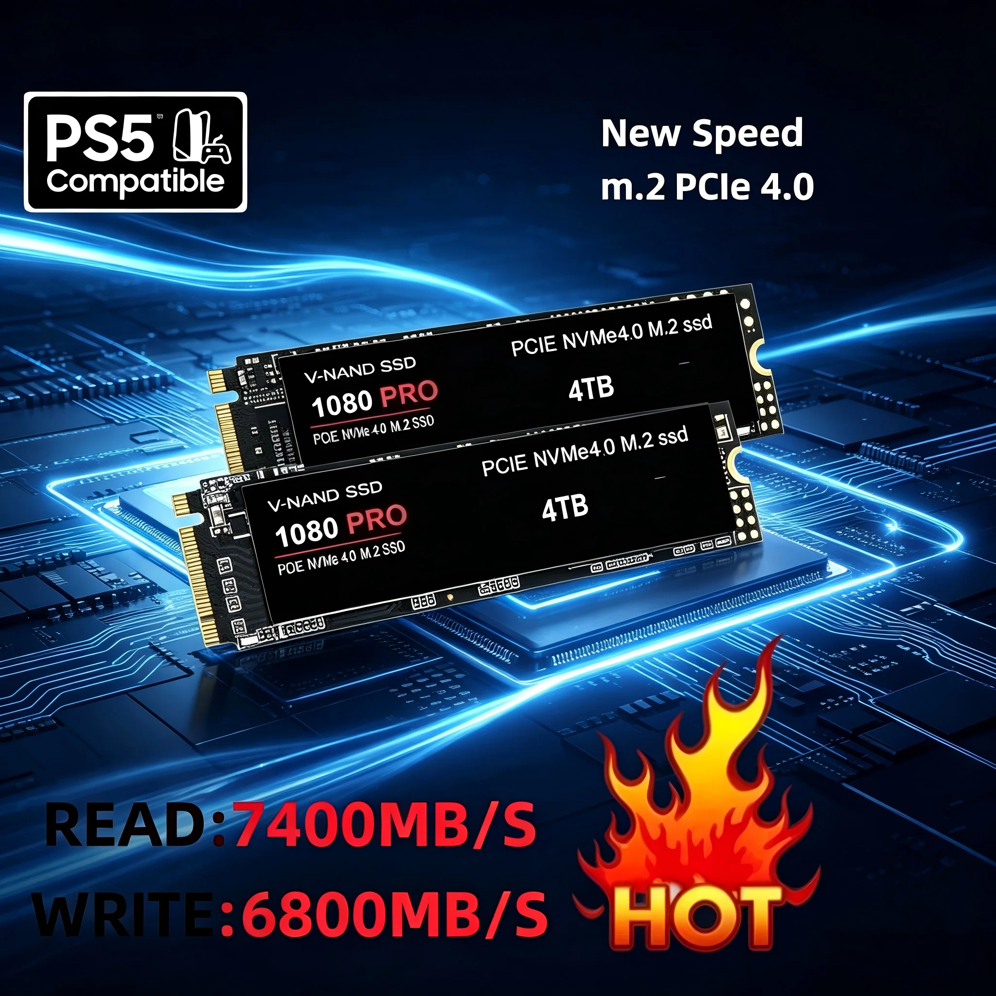 1080 990 PRO M.2 NVMe SSD 4TB PCIe4.0 Internal Solid State Drive High Performance Hard Drive for PC PS5 Laptop Gaming Computer