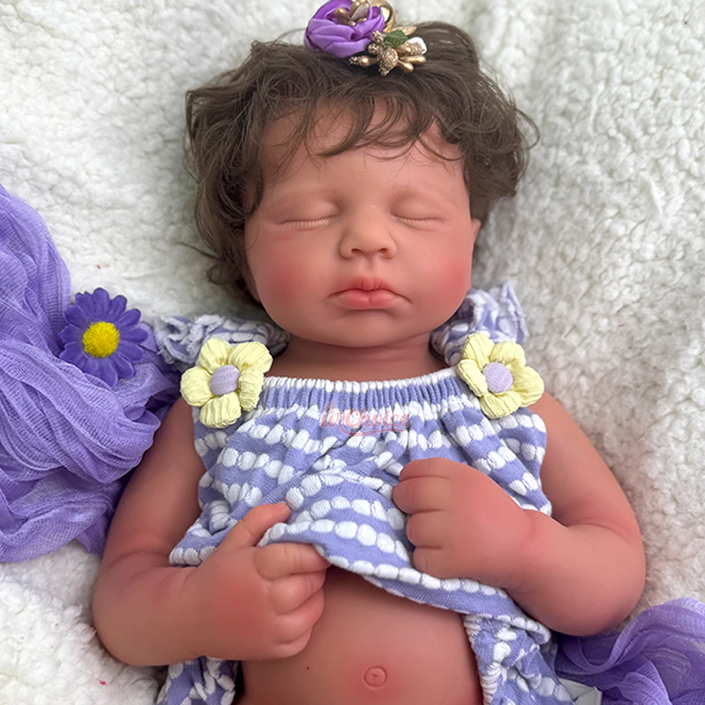 20 polegadas pode abrir a boca de silicone sólido renascido bebê menina/menino Loukou com boneca de pele 3D realista do cabelo para presente de jogo de papel educacional