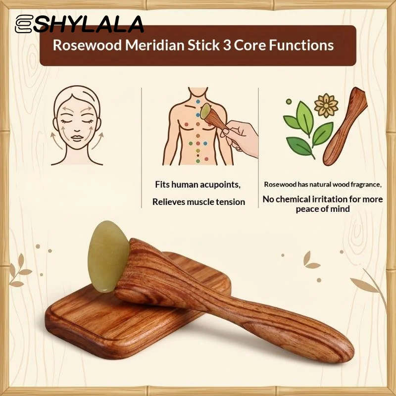 Natural Sandalwood Facial Gua Sha Tool Resin Massage Stick for Eye Acupressure Reduce Fine Lines Spa