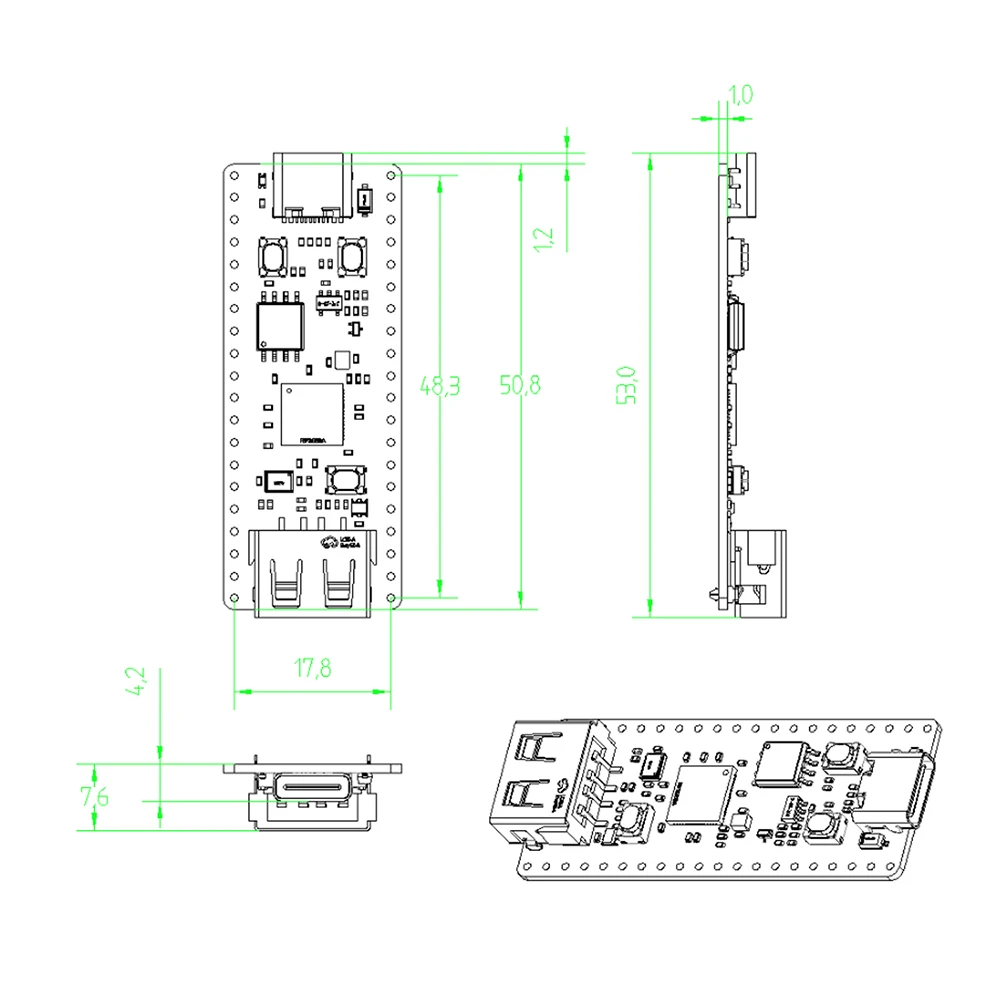 RP2350 Entwicklungsboard Mikrocontroller-Prozessor USB-Typ-C-Schnittstelle für Raspberry Pi Pico 2 – Detail 12