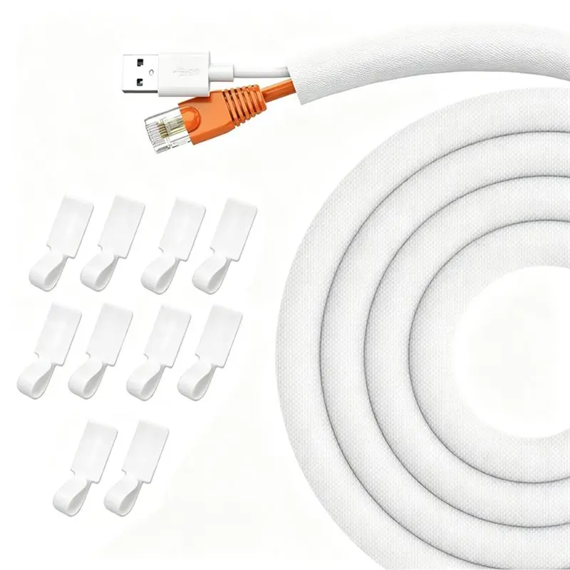 Cable Sleeve 10Ft 3/8Inch For Dog And Cat Cord Protector, For Easy Cord Management, Prevents Pets From Chewing Protects-A21R