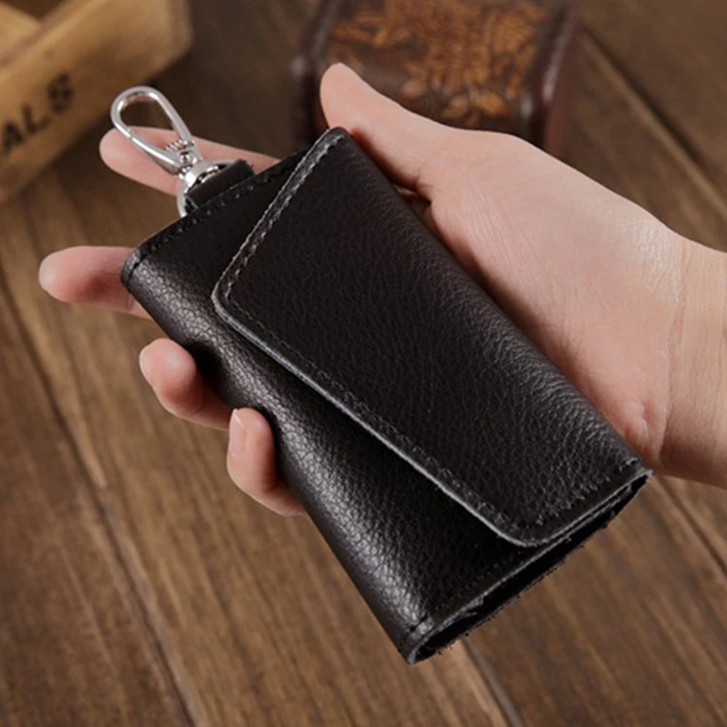 3X Keychain Men Women Key Holder Organizer Pouch Car Key Bag Wallet Housekeeper Key Case Mini Card Bag Black