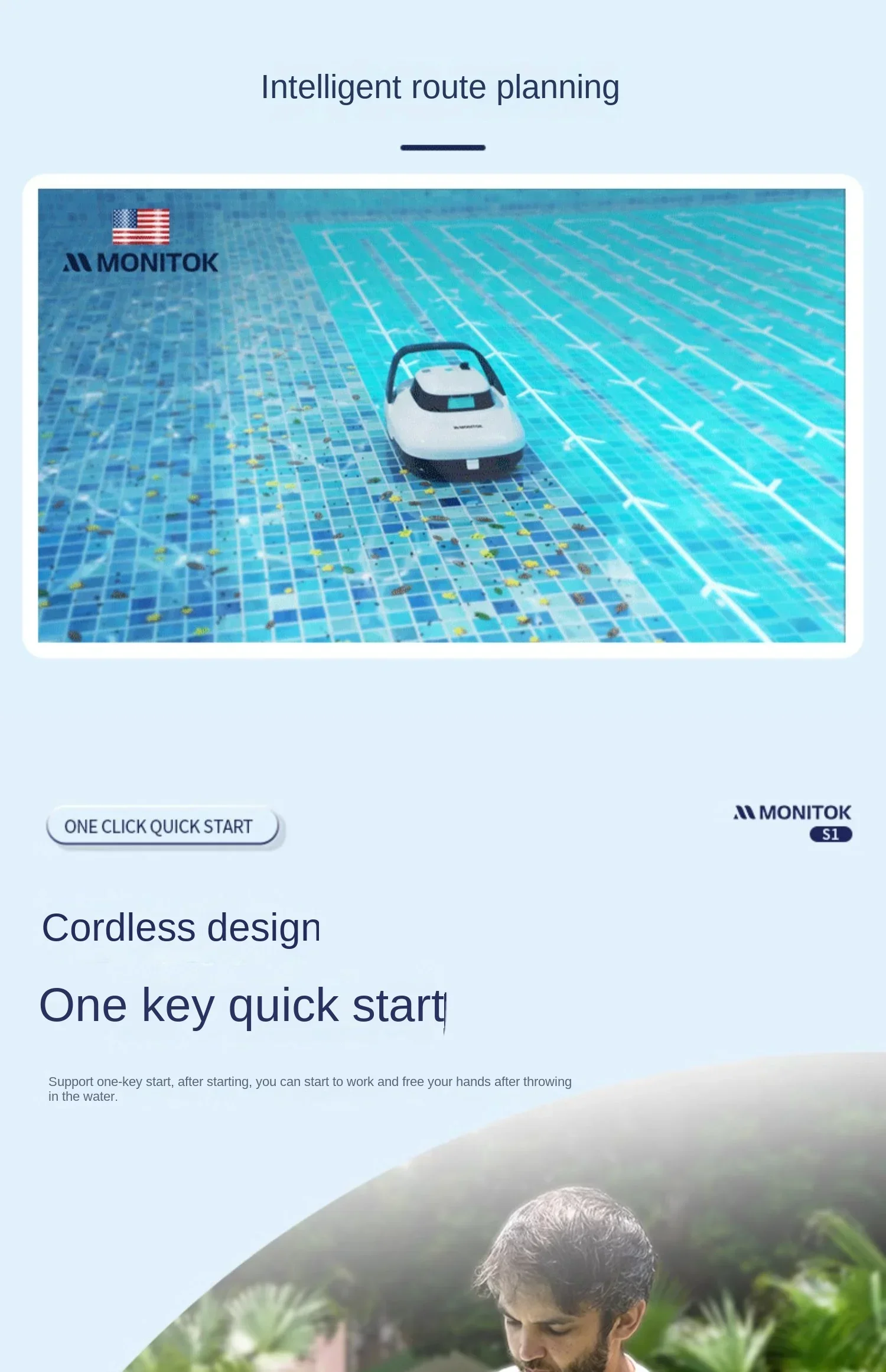 Pembersih kolam Robot yang efisien dan kuat untuk pembersihan mendalam kolam renang, area bawah air, dan kolam ikan