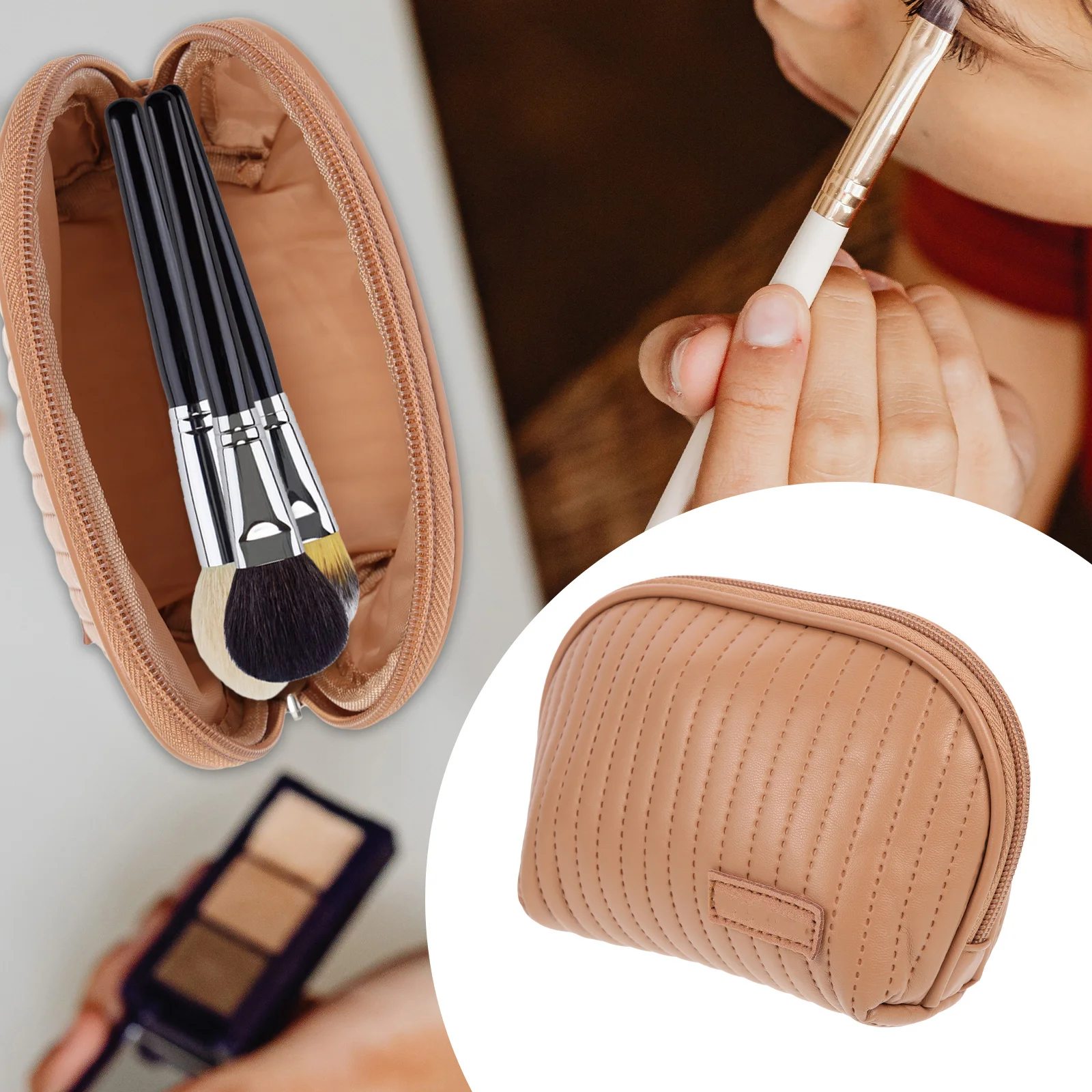 

PU Travel Makeup Bag Lightweight Portable Pouch Small Toiletry Organizer Convenient Use Bag