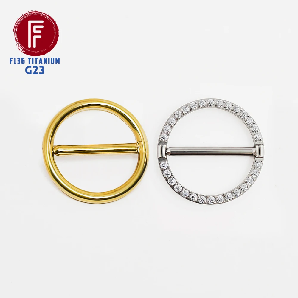 ASTM F136 Titanium Piercing Septum Nipple Ring Hoop 14G Zircon Round Women Clicker Women Men Hinged Segment Body Jewelry