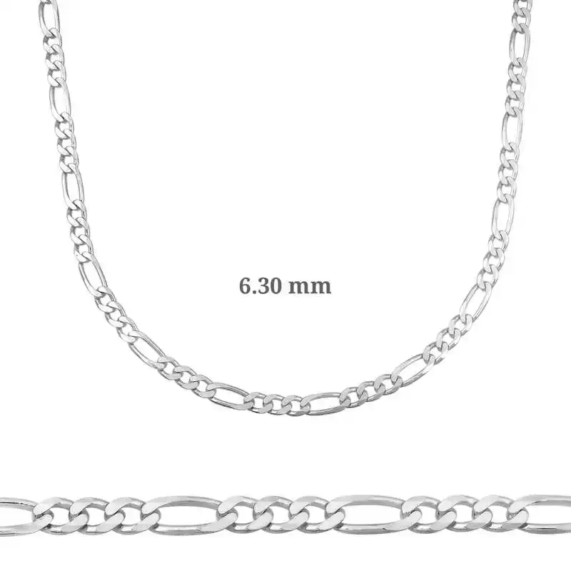 6.30mm Silver Figaro Chain-180 micron