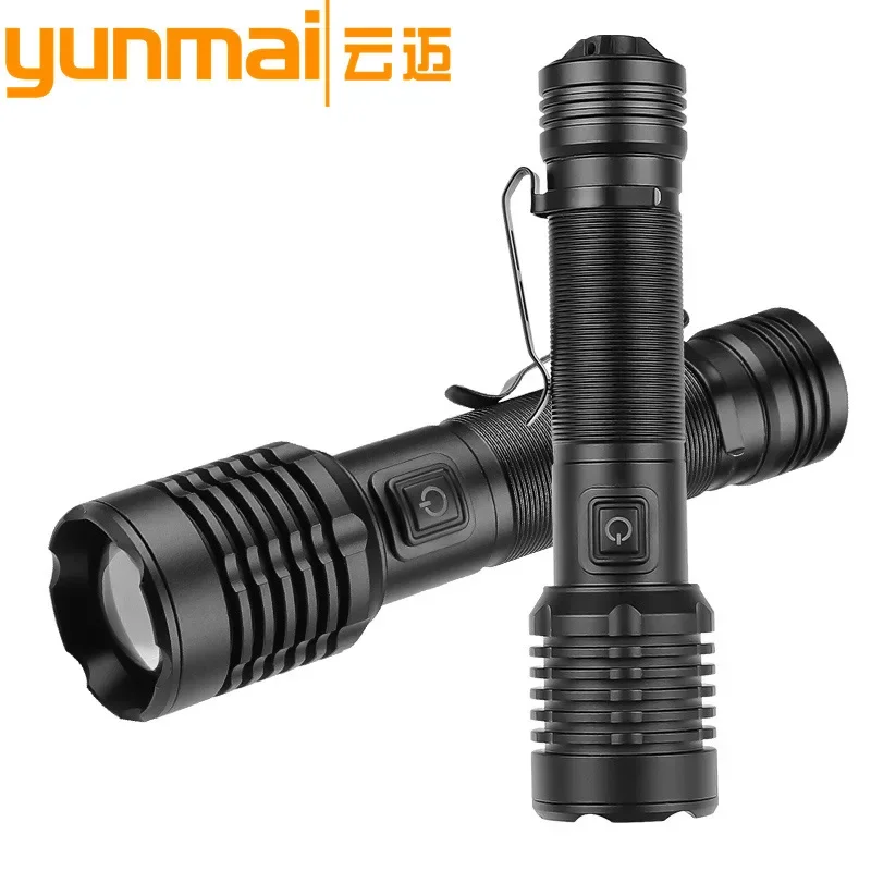 New XHP50 Super Bright Zoomable Flashlight - Type-C Rechargeable Lightweight Compact with Pen Holder