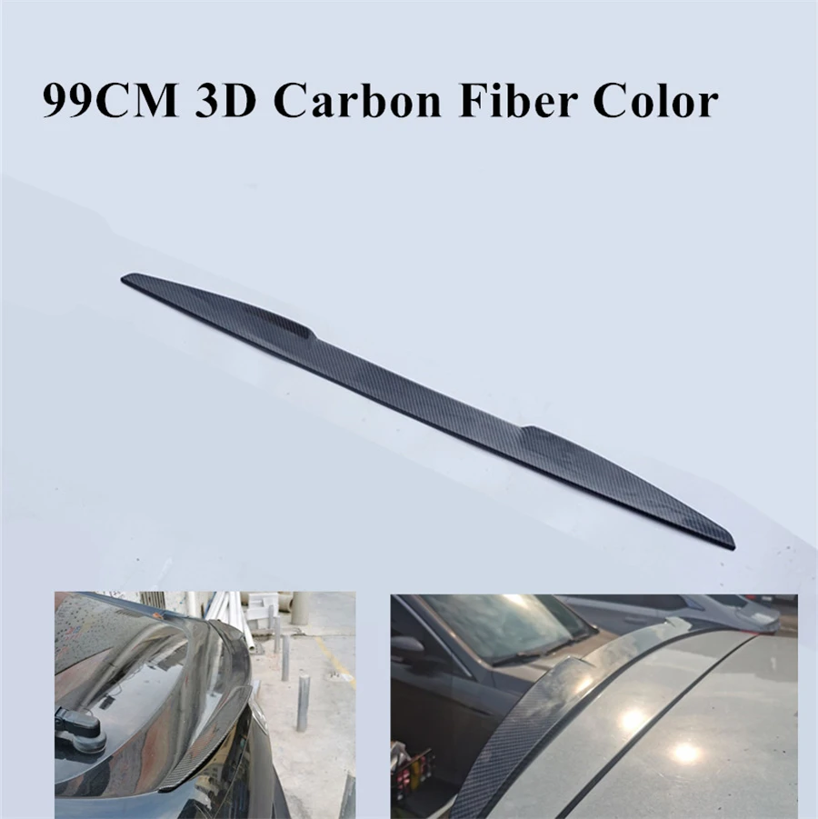 39'' Car Rear Roof Spoiler Lip Trim Sticker Trunk Wing Sticker Carbon Fiber Look