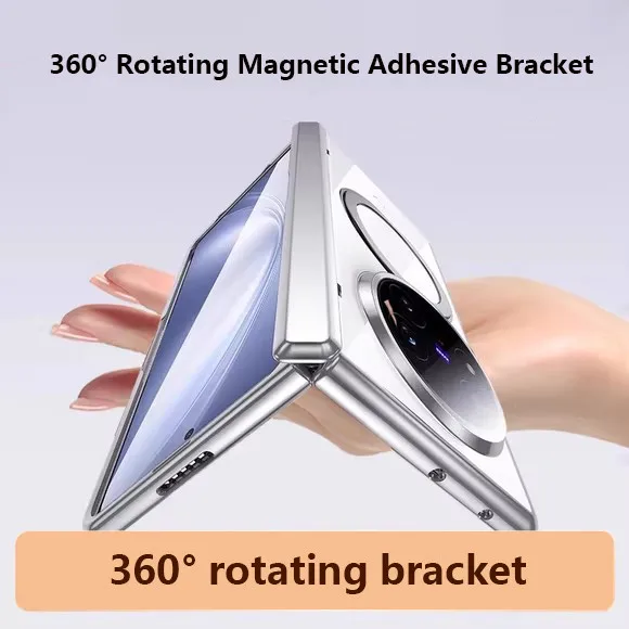 

Гальванический прозрачный чехол для Vivo X Fold5 X Fold 5 5G 360 ° Крышка вращающегося магнитного кронштейна с закаленной пленкой