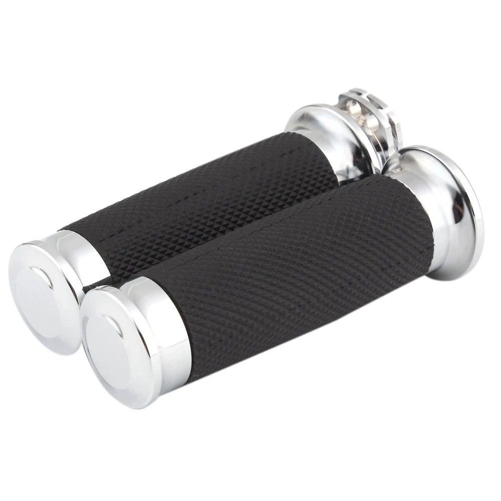 1inch Motorcycle Black Handle Bar Hand Grips Fit for Sportster XL883 XL1200 Silver