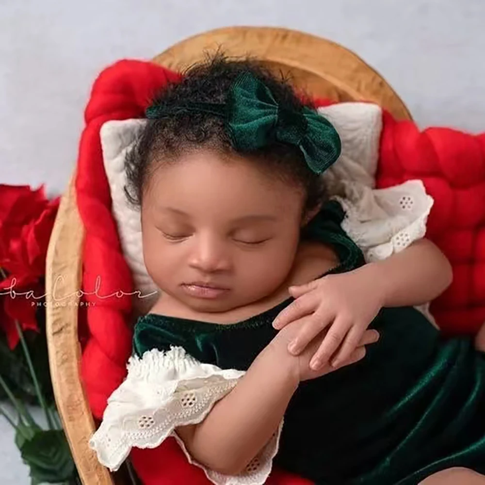 Baby Girl Velvet Newborn Romper Set Christmas Photo Prop Infant Photography Outfit Newborn Photo Shoot Clothes