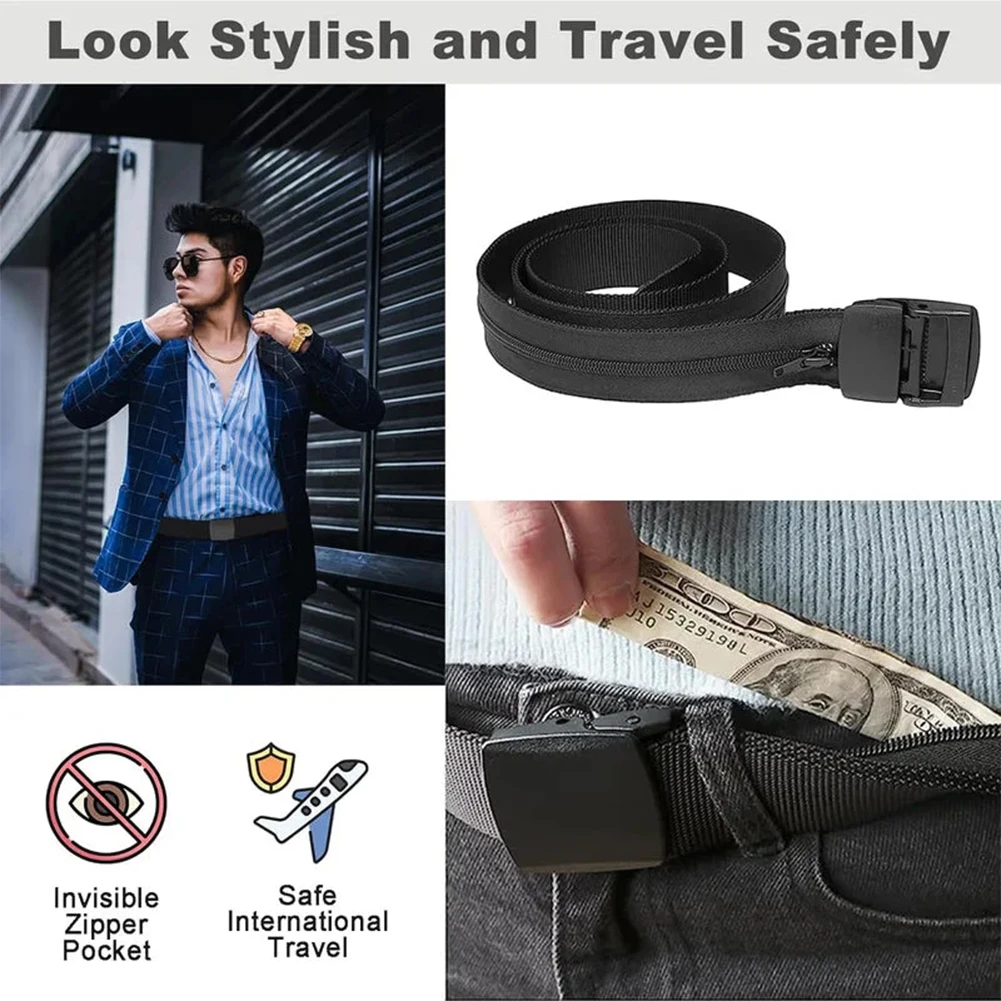 Travel Cash Anti Theft Belt Waist Bag Women Portable Hidden Money Strap Belt Wallet Waist Pack Men Secret Hiding Belt 110cm