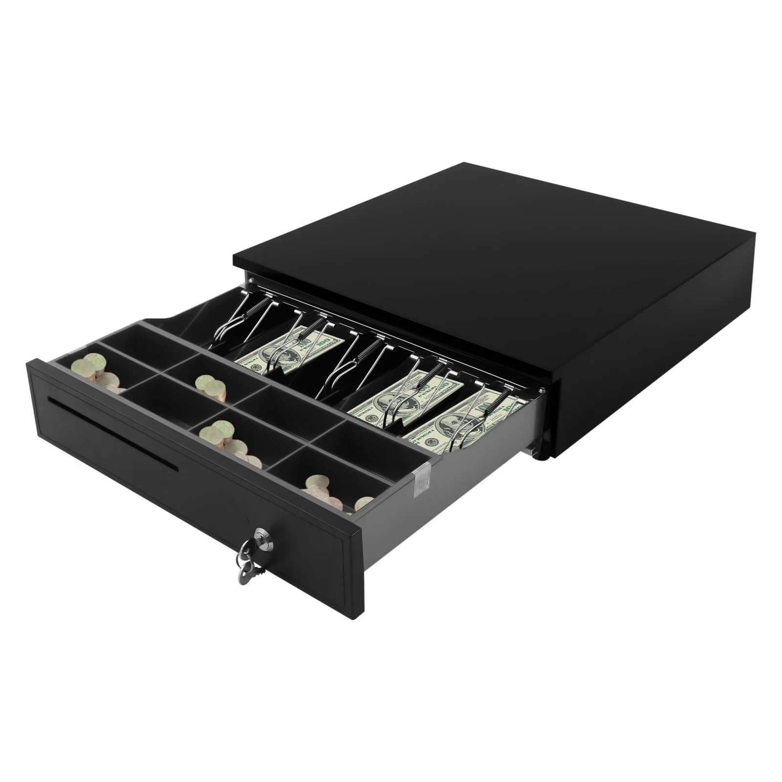 Black Eight Grid Cash Box 405 Cash Register Drawer Cash Register Drawer With 3-Position Lock For Hotels Supermarkets Hospital