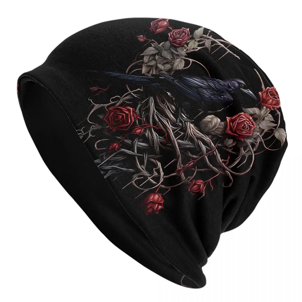 Gothic Raven Spooky Roses Unisex Bonnet Thin Outdoor Hats Double Layer Hat Breathable Caps