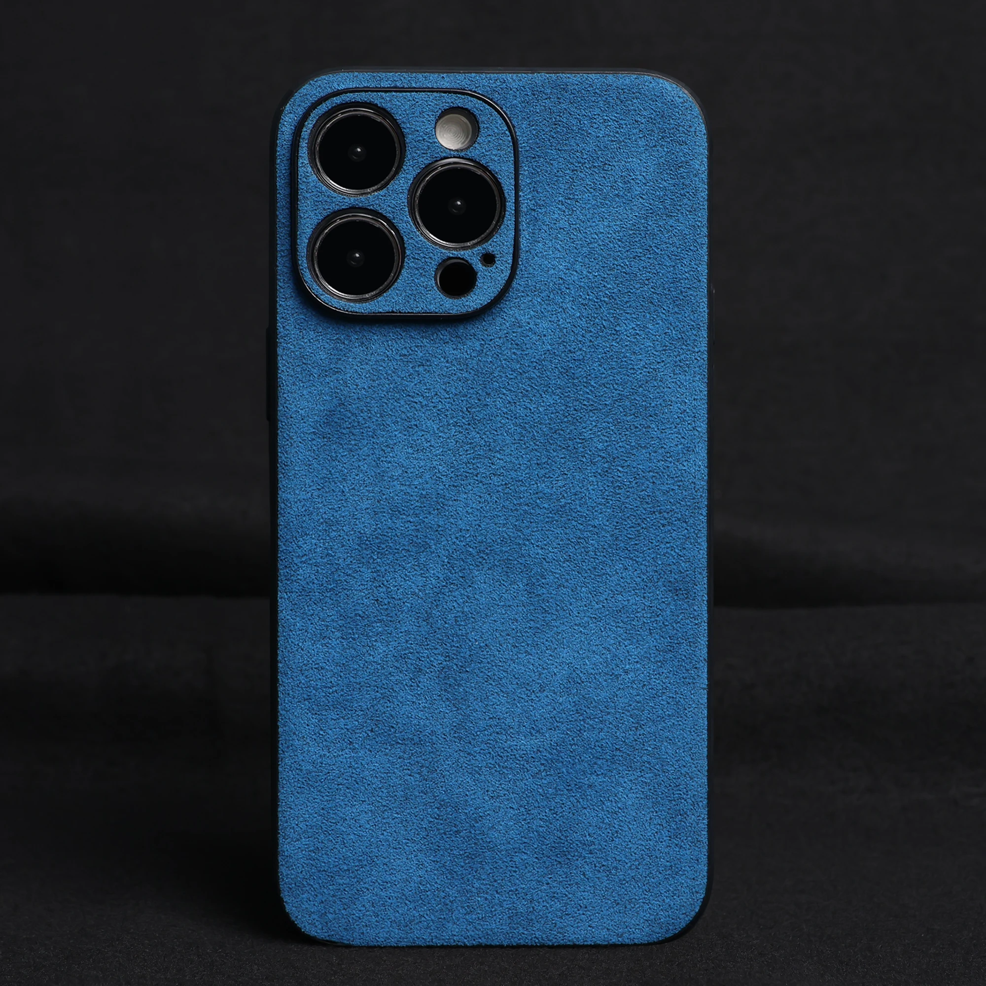 

ALCANTAR Case for iPhone 17 Pro Max 16 15 14 13 Luxury Artificial Leather Supercar Suede Phone Cases Cover Sky blue