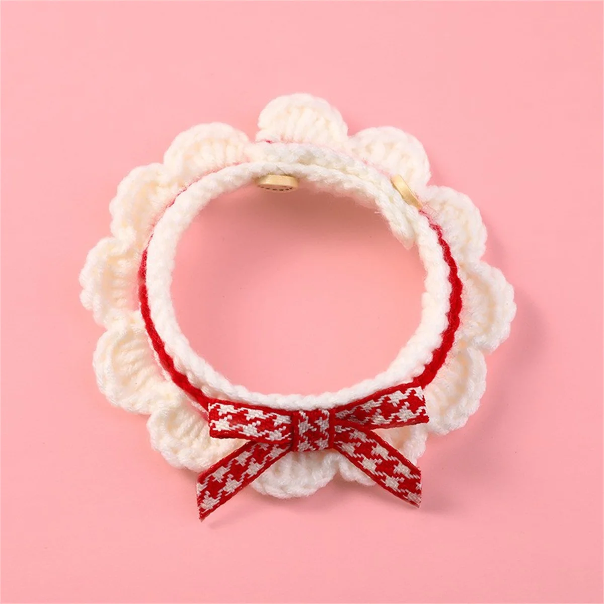 Cute Pet Cat Saliva Towel Hand-knitted Adjustable Kitten Cat Puppy Bow-knot Collar Pet Cat Decorative Collar Kitten Accessories