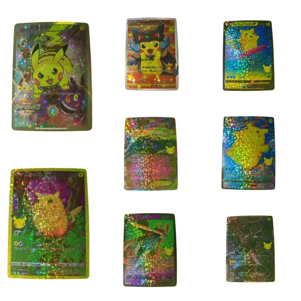 DIY Pokemon Pikachu Original Self-made Card Series Set Starlight Flash Anime Peripheral Game Collection Card Holiday Gift