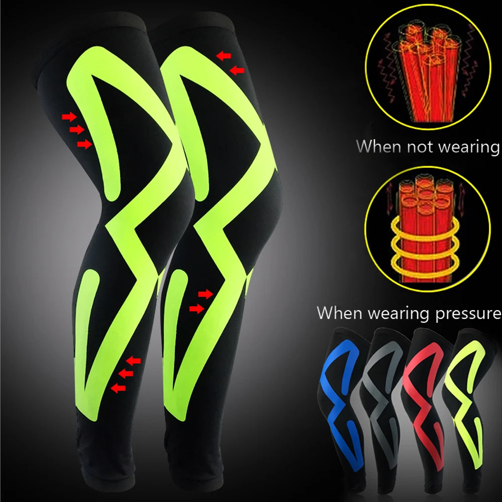 1pcs Men Leg Support Knee Compression Long Sleeve Socks Leg Protector Sports Safety For Running Basketball Kneepad Legwarmers